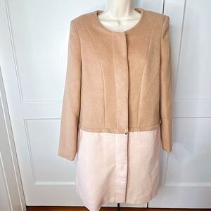 Alex + Alex Zip Off Wool Blend Coat/Blazer Size Large Tan/Pink